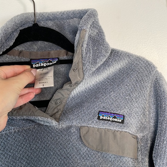 Patagonia Retool Cozy Popover Snap Sweatshirt Pale Blue w Pockets S - Picture 6 of 9